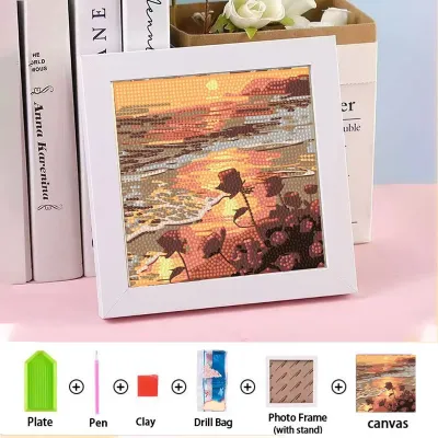 DIY 5D Diamond Painting Set With Frame Crystal Diamond Painting Desktop Decorate