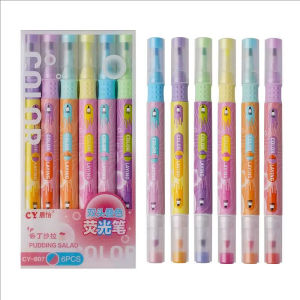 ชุดปากกาโน้ตสองด้าน6สีชุดปากกาเน้นข้อความความจุขนาดใหญ่สำหรับการวาดภาพกราฟฟิตีการเขียนพวงกุญแจ