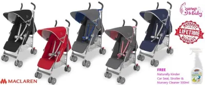 Maclaren - Quest Stroller (One-Hand Compact Umbrella Fold & Lightweight Aircraft Grade Aluminium Chassis) With Free Gift