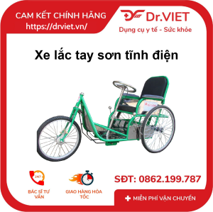 Xe Lắc Tay Sắt Sơn Tĩnh Điện Đức Cường DCL01 & DCL02 Chính hãng Chuyên dụng Cho người già bệnh nhân Người Khuyết Tật thiết kế chắc chắn an toàn dễ dàng di chuyển vệ sinh xe