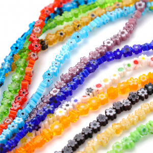 19cm 4-5mm 37-45 chiếc hình hoa nghìn kính hoa nhiều màu hạt cườm rời phụ kiện trang sức vòng cổ vòng tay thủ công tự làm