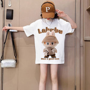 Labubu T-shirt for Kids Girl Oversized Short Sleeved Shirt for Girl Loose Round Neck Tshirt for Kids Girl 5-13 Years Old