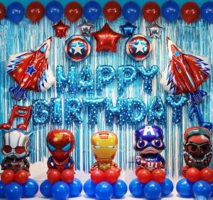 FCThe Deluxe Happy Birthday Balloon set Super Hero for Boy Birthday Party Decoration Superhero Balloons for Kids toy