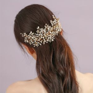 Lược cài tóc cô dâu đính đá pha lê phụ kiện tóc đan thủ công lược cài tóc cô dâu dùng cho búi tóc cưới.