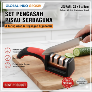 MOFAN Pengasah Pisau Serbaguna Alat Asahan Pisau Gunting 3 Step Penajam Pisau Knife Shapner