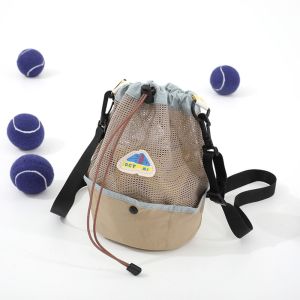 TINGTIAN amping Style Drawstring Backpack Korean Style Large Capacity Mesh Handbag Cute Crossbody Bag Shoulder Bag Women