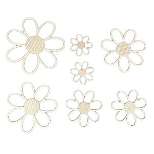 DIVATEN 7PCS Wood 3D Flower Wall Decals Hollow Petals Boho Hollow Flower Ornament Creative DIY Decoration Wall Art For Bedroom