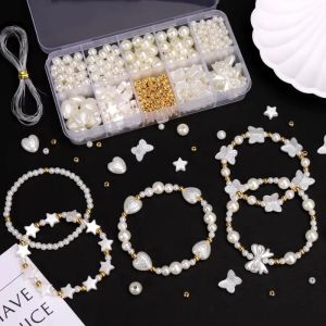760Pcs Aesthetic Ocean Pearl Beads Kit Beads Bracelet Set Bracelet Making Kit Diy Beads Set Kit for Bracelets Jewelry Making and Crafts for Kids