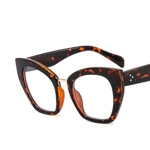 HEALMEYOU Fashion Vintage Leopard Print Blue Light Blocking Anti Radiation Anti Blue Light Glasses Computer Eyeglasses Optical Glasses Cat Eye Frame Eyewear