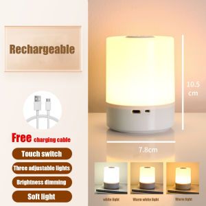 Night Light Bedside Table Lamp Rechargeable Touch Lamp Portable Bedroom Ambient
