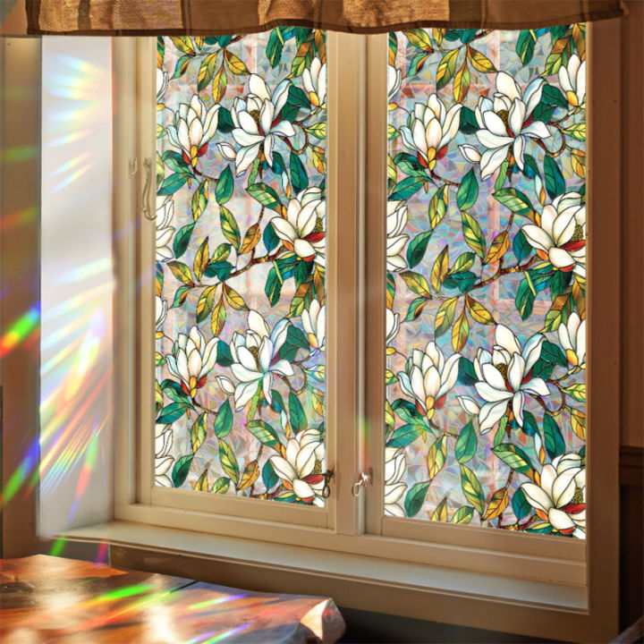 Stained Glass Window Film Decoration, Window Clings Colorful Double