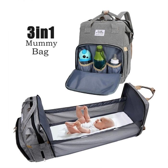 in Diaper Bag Backpack with Changing Station Travel Bassinet