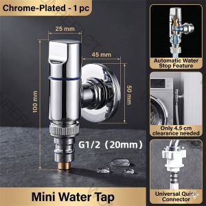 Automatic Washing Machine Water Stop Valve Heavy Duty Gripo Mini Angle Tap Leakproof Wall Mounted