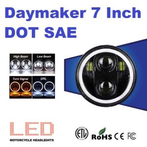 Lampu LED DOT SAE Daymaker 7 inch inci Halo Ring Mobil Motor Harley Jeep 7Y1