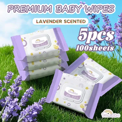 Sumikko 5 Packs x 100 Sheet No-Alcohol Gentle Baby Wet Wipes Disposable Cotton Odorless