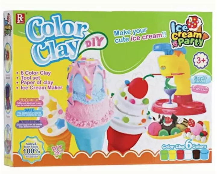 Color Clay DIY Ice Cream Machine Dessert Party Colors Play Set