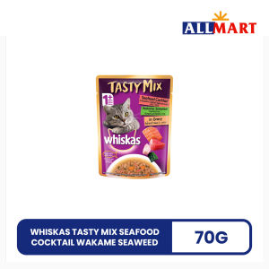 Whiskas Tasty Mix Seafood Cocktail Wakame Seaweed 70g - AllMart Online Shop