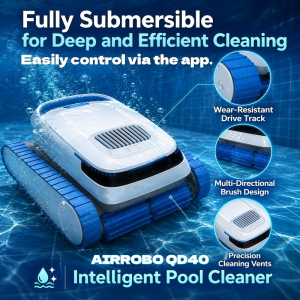 AIRROBO QD40 Intelligent Robotic Pool Cleaner with Wear-Resistant Drive Track and Precision Cleaning Vents