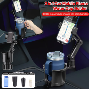 2 in 1 Car Mobile Phone Water Cup Holder Multifunction Auto Organizer Foldable Phone Mount Stand Car Accessories