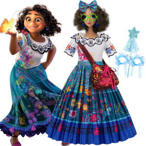 Girls Encanto Costume Princess Dress Suit Charm Kid Cosplay Mirabel Carnival Isabela Cosplay Birthday Party Christmas Clothing