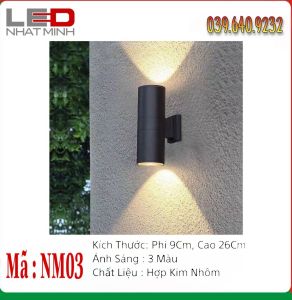 Đèn tường đèn trụ chiếu sáng 2 đầu dùng được trong nhà hoặc ngoài trời