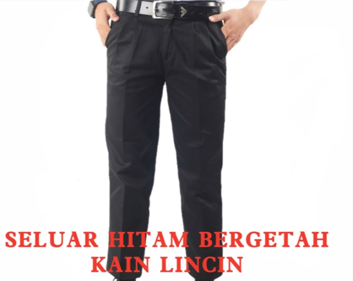 Seluar Hitam Panjang  Bergetah Kain Licin Pakaian Sekolah/Slack Budak