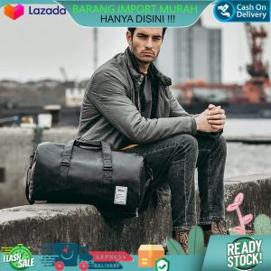 TERBAIK !!! Tas Ransel Barrel Duffel Fashion Travel Bag Bahan Kulit PU Leather Multifungsi Serbaguna Dufel Duffle Tas Jinjing Selempang Slempang Bahu Traveling Tempat Baju Pakaian Pakean Sepatu Olahraga Futsal Gym Fitness Sport Besar Jumbo Polos - COD !!!