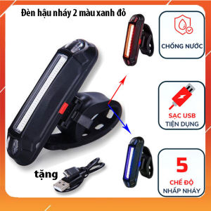 Đèn hậu xe đạp có sạc usb nhấp nháy 2 màu xanh đỏ cảnh bảo chống nước