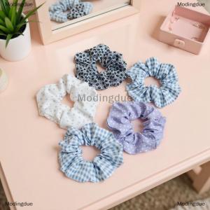 [COD] Modingdue 5Pcs Polka Dot Hair Ties Elegant Cute Fabric Scrunchies With Flower Prints Sweet Floral Dot Hair Bands Academy Style For Ages