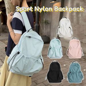 CRNGW ผ้าสีพื้น กระเป๋าเป้สะพายหลังไนลอนสำหรับกีฬา แบบเกาหลี แพ็คเล็ก กระเป๋าเป้แบบสบาย ป้องกันน้ำ กระเป๋าถือ กระเป๋าสะพายสีทึบ ผู้หญิง