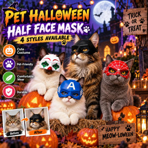 Halloween Pet Cosplay Mask Cute Design Half Face Pet Costume Safe Material Comfortable Pet Costume Accessory Perfect For Halloween Parties