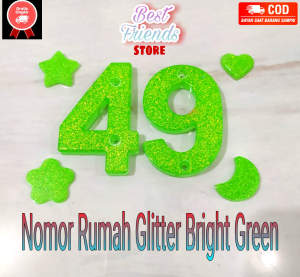 Nomor Rumah dan Huruf Timbul glitter Bright Green