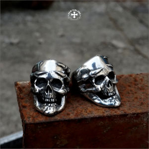 Pewterland Ringskull Deathly Claw Cincin Tengkorak 3D Bahan Logam Timah Pria dan Wanita