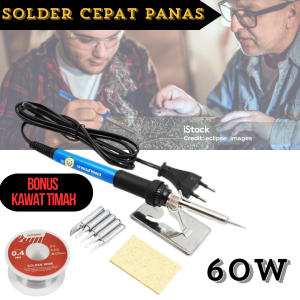 KING Taffware Solder Listrik set lengkap 60 Wat bonus timah Adjustable Temperature with 5 Tips CS-31