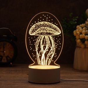 【Ready Stock】Cute Wedding Anniversary Supplies USB Cable Valentines Day Gift 3D LED Light Luminous Table Lamp Rabbit Heart Love Acrylic LED Night Lights