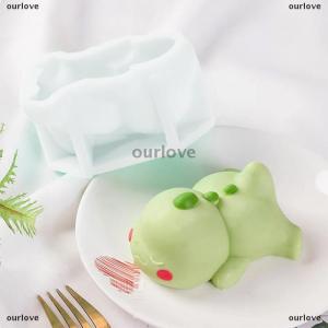 [COD] ourlove แม่พิมพ์ซิลิโคนพุดดิ้งแม่พิมพ์คัสตาร์ดแม่พิมพ์เค้กการ์ตูนสีเขียวไดโนเค้กอุปกรณ์ตกแต่งเบเกอรี่
