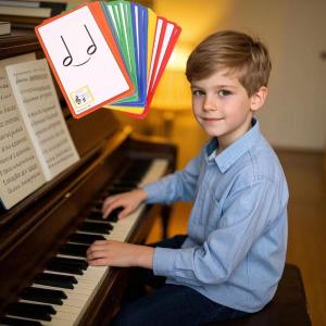 Piano Lưu ý lý thuyết Flashcards có đèn flash và nhạc thẻ màu đồng tấm giấy Piano Màu mã hóa THẺ FLASH Dễ sử dụng
