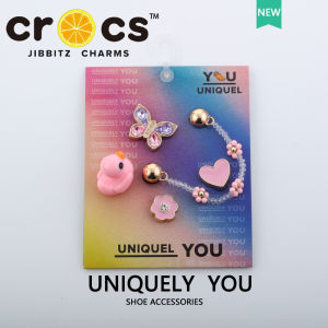 Jibbitz cross charms set Shoe Buckle Pink Metal Flower Cute Duck Shoes Accessories (with Cardboard)