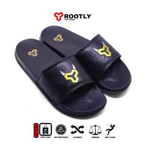Rootly - Sandal Footware Slide Pria Motif Hitam Polos