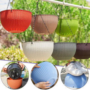 Hanging Hanging Plastic Flower Pot European Style Honeycomb Pattern Imitation Rattan Flower Pot Hanging Indoor Hanging Basket2026