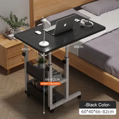 Lifting Mobile Bedside Table Height Adjustable Foldable Laptop Table Over Bed Table With Wheels And Bookshelves Computer Desk Sofa Bed Notebook Desktop Stand Table Learning Desk Folding Laptop Table Adjustable Table