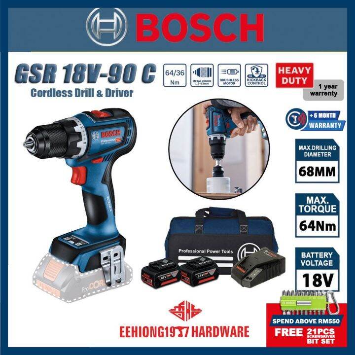 BOSCH 18V GSR 18V-90 C Cordless Drill / Driver GSR18V-90 GSR18V-90C ...