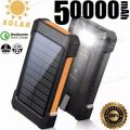 50000mAh power bank awet tahan lama Solar Power Bank Charger USB Ports Powerbank External Charger Flashlight/power bank solar fast charging/solar power bank 50000 mah/power bank solar panel surya. 