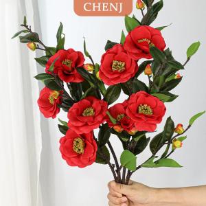 [COD] CHENJ ดอกไม้ปลอมดอกคาเมลเลียทำจากผ้าไหมดอกคาเมลเลียประดิษฐ์คุณภาพสูง58ซม. สำหรับงานประดิษฐ์ในบ้านสวนงานแต่งงานห้องนั่งเล่นของตกแต่งสำนักงาน