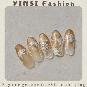 YINSI Dainty Dahlia Shape Nail Sticker Stereoscopic Nail Decal Decoration DIY Enhancement Adhesive Sticker