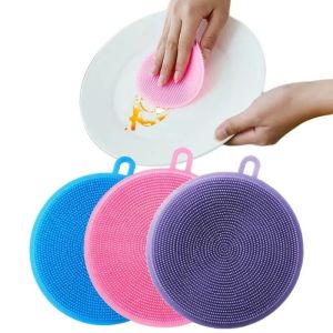10pcs Silicone Sponge Dish Washing Scrubber Non Stick Cleaning Sponge Brush Kitchen Scrubber