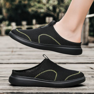 Lightweight Mens Half Slippers Breathable Men Slippers Fashion Casual Shoes Anti-slip Male Flat Slip on Flats Outdoor Big Size