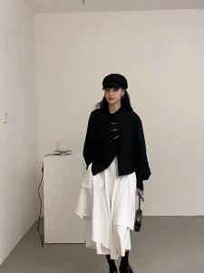 Women Skirts Gothic Irregular Skirts Pants Women High Waist White Black Long Skirts Female Pleated Skirts Culottes Women Clothes