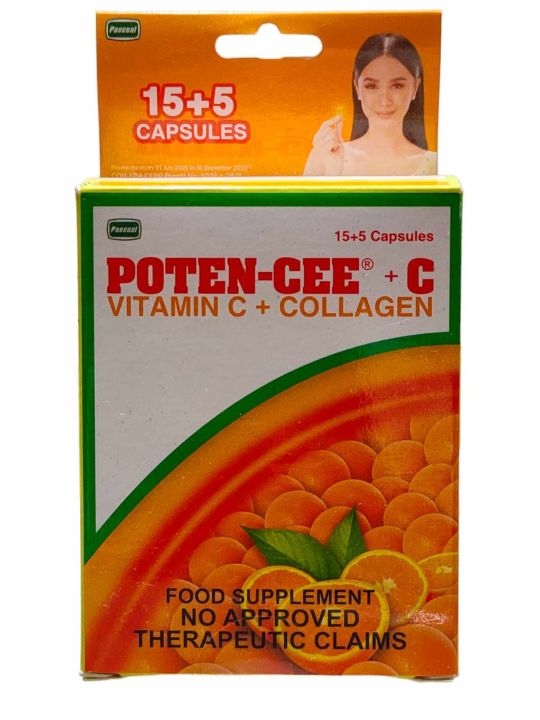 PotenCee Collagen + Vitamin C 15+5 Capsules ( 20 Capsules ) Lazada PH