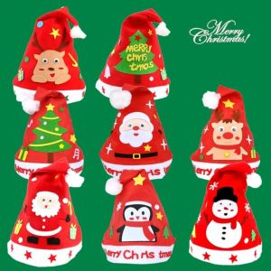 YOUSHI TOP Non-woven Fabric Handmade Santa Hat Kriss Kringle Santa Claus Kriss Kringle Hat Handicrafts Snowman DIY Christmas Hat Toy Christmas